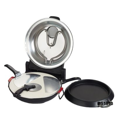 Anbolife rodada multi-fução móvel de uso doméstico frigideira de pizza e forno de pizza portátil ao ar livre máquina de fazer pizza elétrica