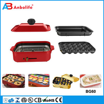 Anbo forno de pizza eléctrico redondo multifuncional revestimento cerâmico Grill de churrasco elétrico/grill elétrico/placa de churrasco com tampa