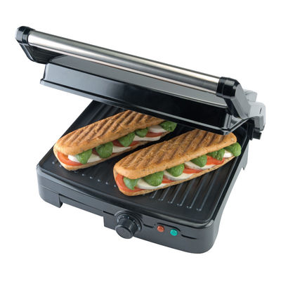 Grelha Elétrica de aço inoxidável Grill de sanduíche de pressão de panini com dispositivo inclinado