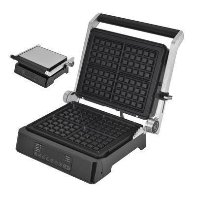 Grelha Elétrica de aço inoxidável Grill de sanduíche de pressão de panini com dispositivo inclinado