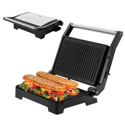 Grelha elétrica de 2200W Panini Maker temperatura ajustável Sandwich Press Toaster abre 180 graus Grelha de contato de aço inoxidável