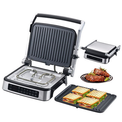 Prato removível Grill Grill Panini Grill Grill Grill sem fumaça Grill interior Grill LED touch screen Grill de contato digital