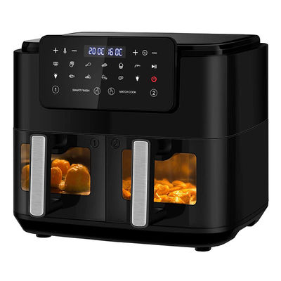 4.5L Fritadora de Ar Dupla Com 2 Cestas Veja Através da Janela de Vidro SYNC Cozinha Twin Drawer