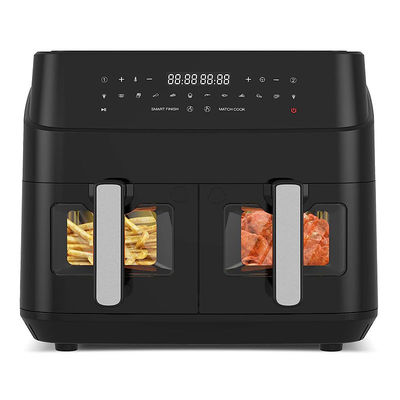 9L Dual Basket Air Fryer com Janela de Vidro 2600W Smart Digital Dual Zone Air Fryer