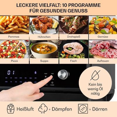 18L Dual Air Frye com Função de vapor e secagem 2450W Toaster Dehydrator Oil Free