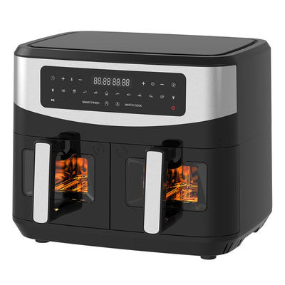 Fritadora de ar duplo 2400W 9L com janela transparente