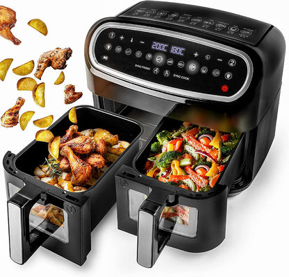 Fritadora de ar duplo 2400W 9L com janela transparente