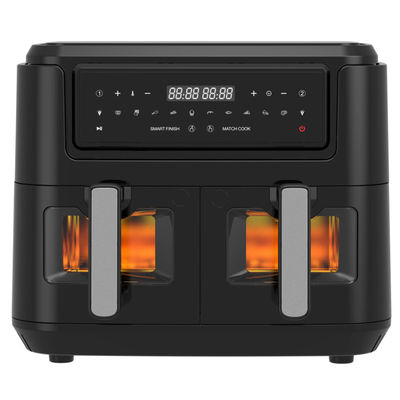 9L 2000W Smart Air Fryer Digital Double Basket Com Janela Visível