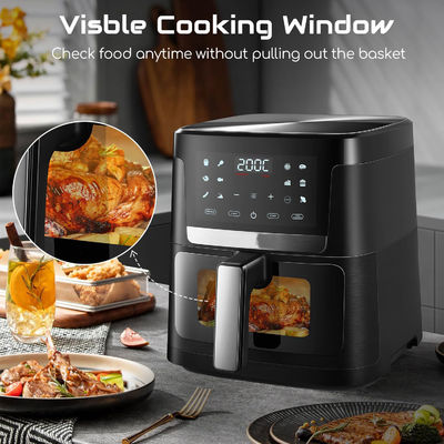 7L com Janela Fritadora de Ar de Aço Inoxidável Forno Led Tela Táctil Para 12 Presets Limpo Fácil 1800w Casa