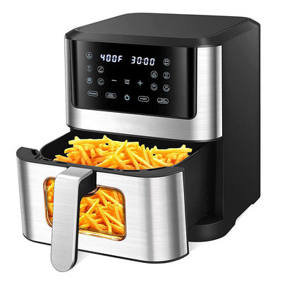 7L com Janela Fritadora de Ar de Aço Inoxidável Forno Led Tela Táctil Para 12 Presets Limpo Fácil 1800w Casa