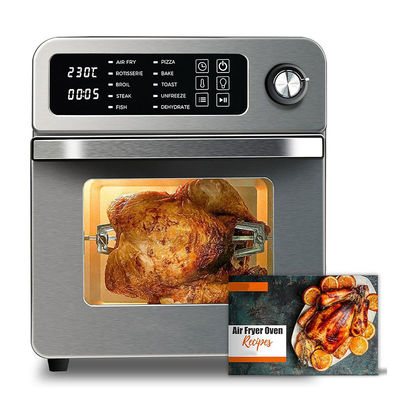 Fritas Elétricas de 15L com Rotisserie para Família 10 em 1 Fritadora de Aço Inoxidável Fritadora de Aço Aço Torradeira Grill