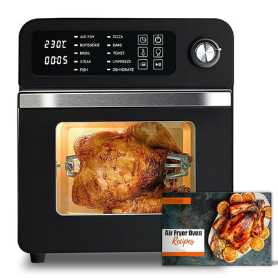 Fritas Elétricas de 15L com Rotisserie para Família 10 em 1 Fritadora de Aço Inoxidável Fritadora de Aço Aço Torradeira Grill