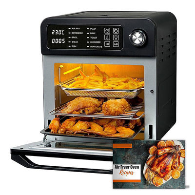 Fritas Elétricas de 15L com Rotisserie para Família 10 em 1 Fritadora de Aço Inoxidável Fritadora de Aço Aço Torradeira Grill