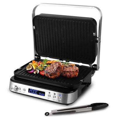 Grill elétrico desmontável para churrasco Panini comercial 2 em 1