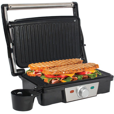Grelha de Pressão Elétrica de 2 fatias Mini Panini Automático Com Superfície Ultra Não Adesiva