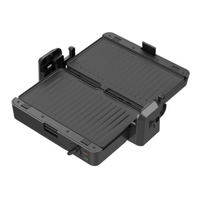 Grelha de contato desmontável de 1200W 3 placas 105 180 graus temperatura aberta ajustar botão elétrico PTFE antiaderente para churrasco doméstico
