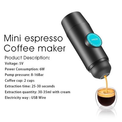Máquina de café portátil USB de aço inoxidável para casa