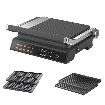 2000W Grill de Contato Elétrico Digital Display Regulador de Temperatura Control Knob Timer Aberto 105 180 graus Com PTFE