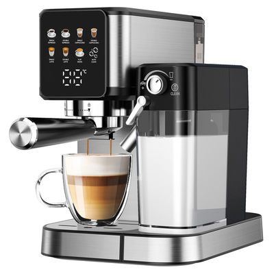 Máquina de fazer café Espresso de prata com espuma de leite manual para latte cappuccino construída em moedor
