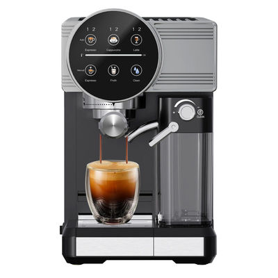 Máquina de fazer café Espresso de prata com espuma de leite manual para latte cappuccino construída em moedor