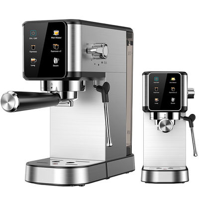 Máquina de fazer café Espresso de prata com espuma de leite manual para latte cappuccino construída em moedor