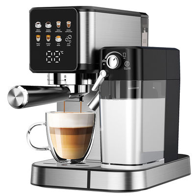 Máquina de fazer café Espresso de prata com espuma de leite manual para latte cappuccino construída em moedor
