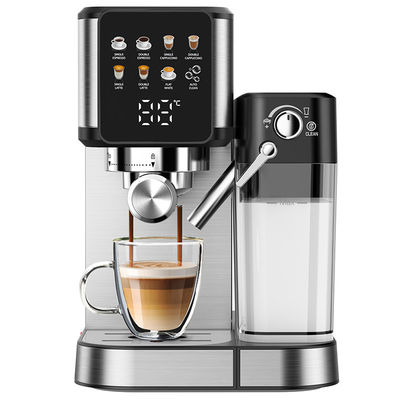 Máquina de fazer café Espresso de prata com espuma de leite manual para latte cappuccino construída em moedor