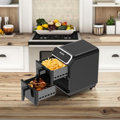 Dual Stack 12 Color Presets 6+6l Electric Digital Air Fryer Sync Função de cozinha dupla com opção de tipo de forno de janela visível