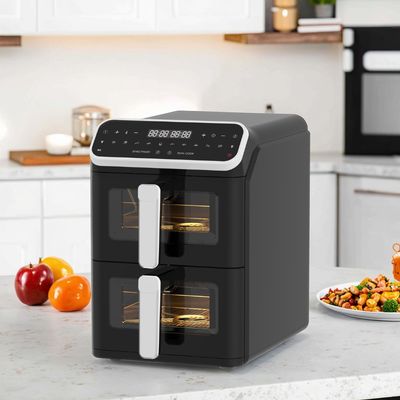 Dual Stack 12 Color Presets 6+6l Electric Digital Air Fryer Sync Função de cozinha dupla com opção de tipo de forno de janela visível