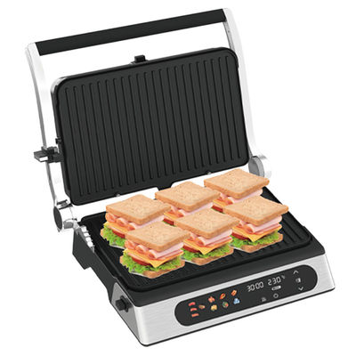 Grill sem fumo Grill de cozinha doméstica desmontável 6 fatias Panini Maker com sonda de detecção