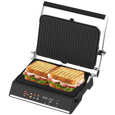 Grill sem fumo Grill de cozinha doméstica desmontável 6 fatias Panini Maker com sonda de detecção