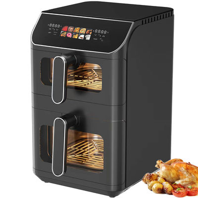 Frigorífico Elétrico de Dupla Empilhadeira de 2800w Não-aderente 6l + 6l Revestimento Top Bottom Heater Foldable LCD Display Visível Opção de Janela