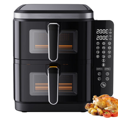 6l + 6l Fritadora de ar de empilhadeira dupla 2800w revestimento antiaderente Controle digital quadrado moderno Display led dobrável Menu doméstico elétrico