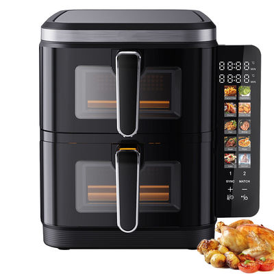 6l + 6l Fritadora de ar de empilhadeira dupla 2800w revestimento antiaderente Controle digital quadrado moderno Display led dobrável Menu doméstico elétrico