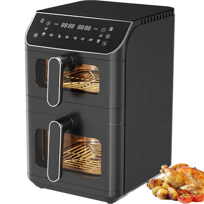 6l + 6l Fritadora de ar de empilhadeira dupla 2800w revestimento antiaderente Controle digital quadrado moderno Display led dobrável Menu doméstico elétrico