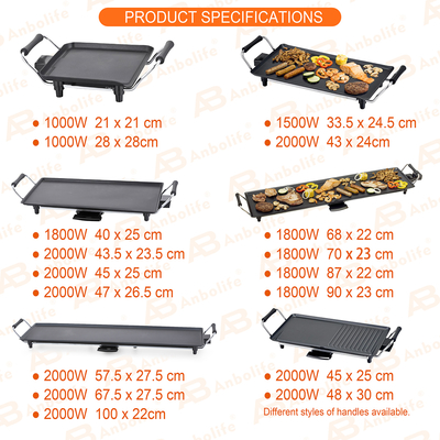 Grelha Teppanyaki Elétrica Anbolife 1800W com Superfície Antiaderente