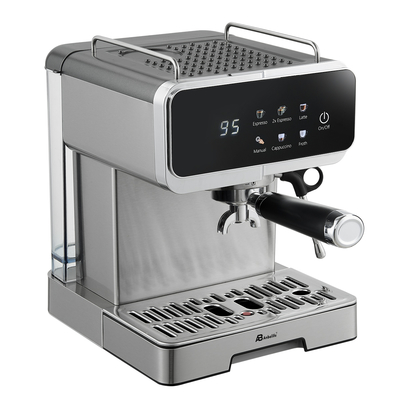Anbo Full SS Housing LED Digital Touch Screen Expresso Coffee Machine 1.6L 20 bar Wide Espresso Coffee Maker with Milk Frother