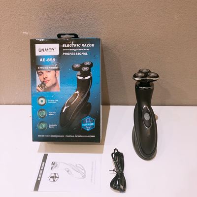 Barbeador elétrico portátil masculino com lâmina de aço inoxidável e cabo de plástico para uso facial