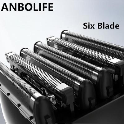 Barbeador Elétrico ANBOLIFE de 6 Lâminas com Sucção Magnética e Bateria de Lítio 900mAh - Barbeador de Lâmina à Prova d'água IPX7 para Homens