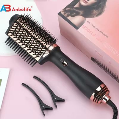 2-em-1 Titânio Hair Brush Styler com 1200W de Potência 3 níveis de temperatura e 2 configurações de velocidade para estilo de cabelo fácil