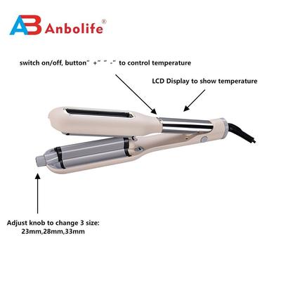 Ferro de curling de tamanho ajustável com aquecimento rápido e garantia de 1 ano para estilismo profissional de cabelo