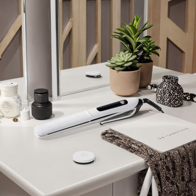 Limpador de cabelo profissional e ferro plano com 10 níveis de temperatura de 130-230 ° C e placas de teflon para cabelos lisos e sem frizz