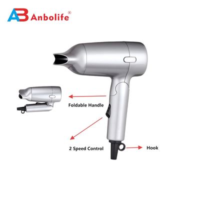 ANBOLIFE Professional Secador de cabelo dobrável de 1200W com 2 ajustes de velocidade e motor DC de alta velocidade para secagem rápida