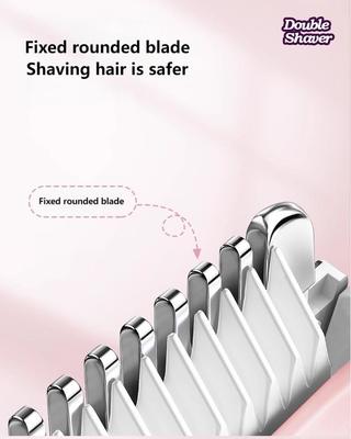 Aparador de pelos elétrico 2 em 1 para mulheres com 90 minutos de tempo de funcionamento e bateria de 400mAh - Aparador de cabeça dupla para corpo inteiro