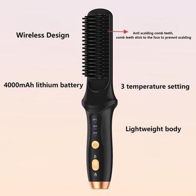 Escova de endireitamento de cabelo sem fio recarregável USB com 38W de energia e 1-3h de tempo de carregamento para estilo fácil