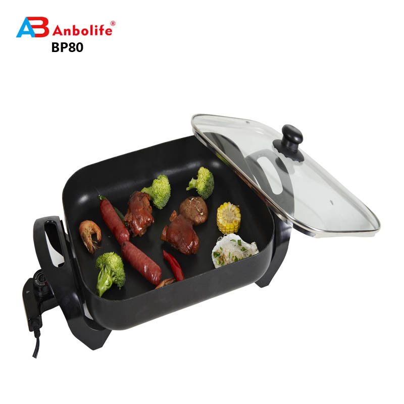 Skillet Elétrico By Culina 18/10 aço inoxidável, interior antiaderente, com tampa de vidro 12 polegadas Ptfe redondo pfoa livre caixa de lavagem de louça