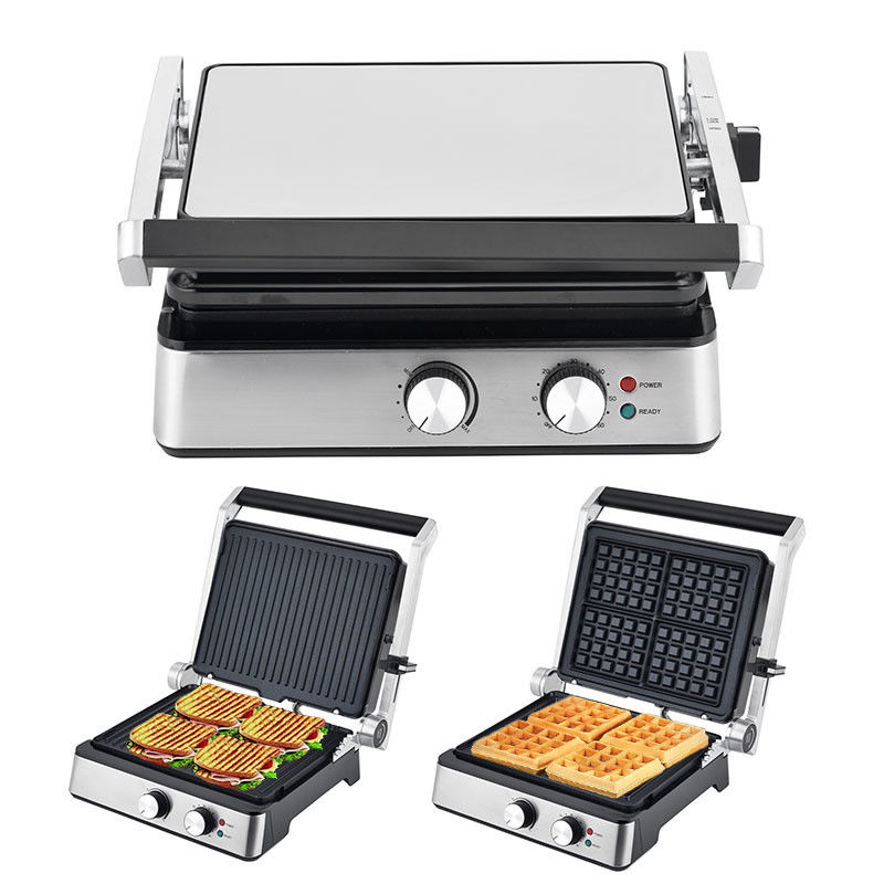 4 fatias Grill elétrico com placas desmontáveis fabricante de waffle Sandwich Panini Press Grill de contato 2200W placas intercambiáveis