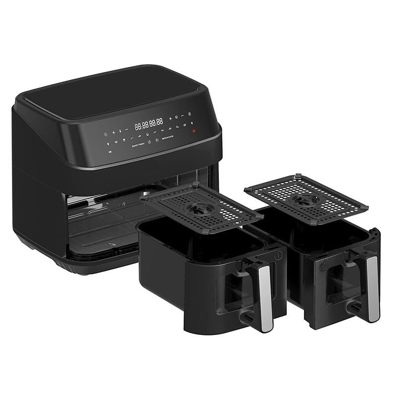 4.5L Fritadora de Ar Dupla Com 2 Cestas Veja Através da Janela de Vidro SYNC Cozinha Twin Drawer