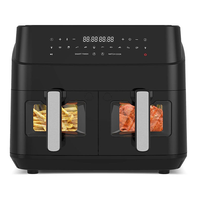 9L Dual Basket Air Fryer com Janela de Vidro 2600W Smart Digital Dual Zone Air Fryer
