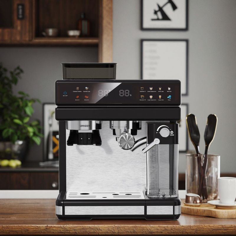 Máquina de café Espresso Elétrico Profissional Potente 15/20bar Pressão Bomba Cappuccino Latte Grinder Feito de Plástico Durável
